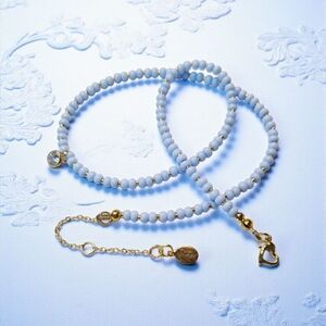 SALE!! Dainty Periwinkle Blue Beaded Necklace with Zirconia Stone Pendant  NWT